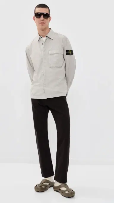 Stone Island Lightweight tretch Cotton Overshirt Pearl Grey | Thumbnail 5