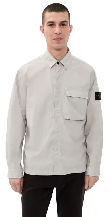 Stone Island Lightweight tretch Cotton Overshirt Pearl Grey | Thumbnail 1