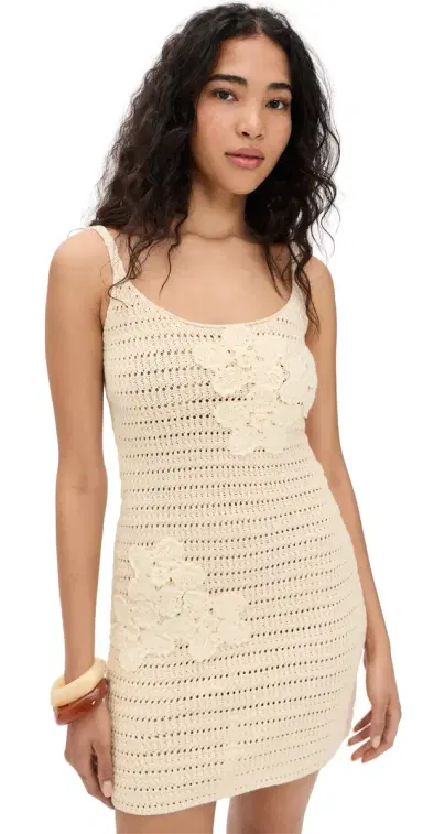 Another Girl Crochet Mini Dress Cream | Thumbnail 1 Another Girl Crochet Mini Dress Cream | Thumbnail 1