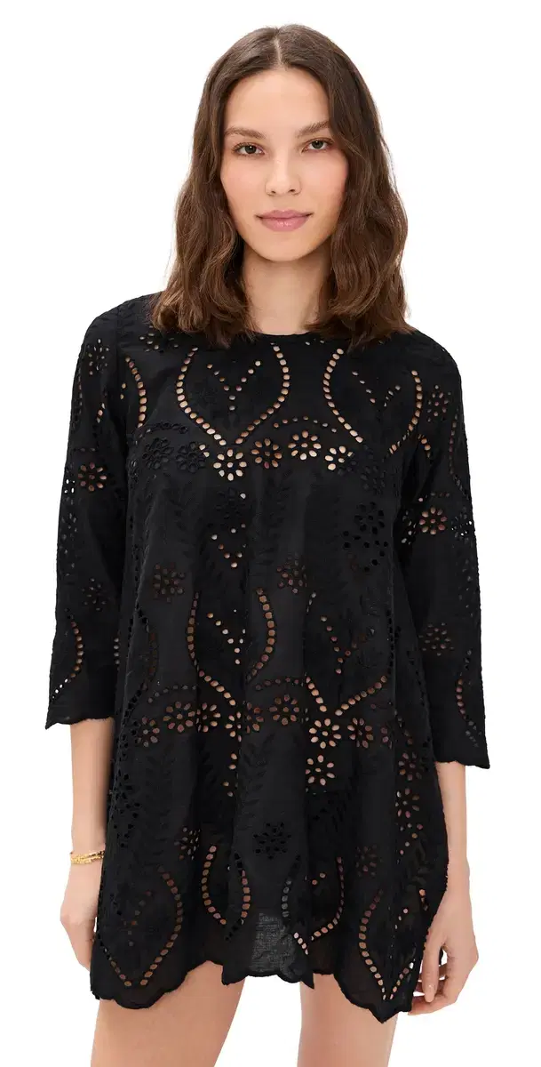 Claudia Tunic Athena Embroidery Black