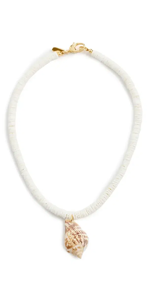Shell Pendant Beaded Necklace White One Size