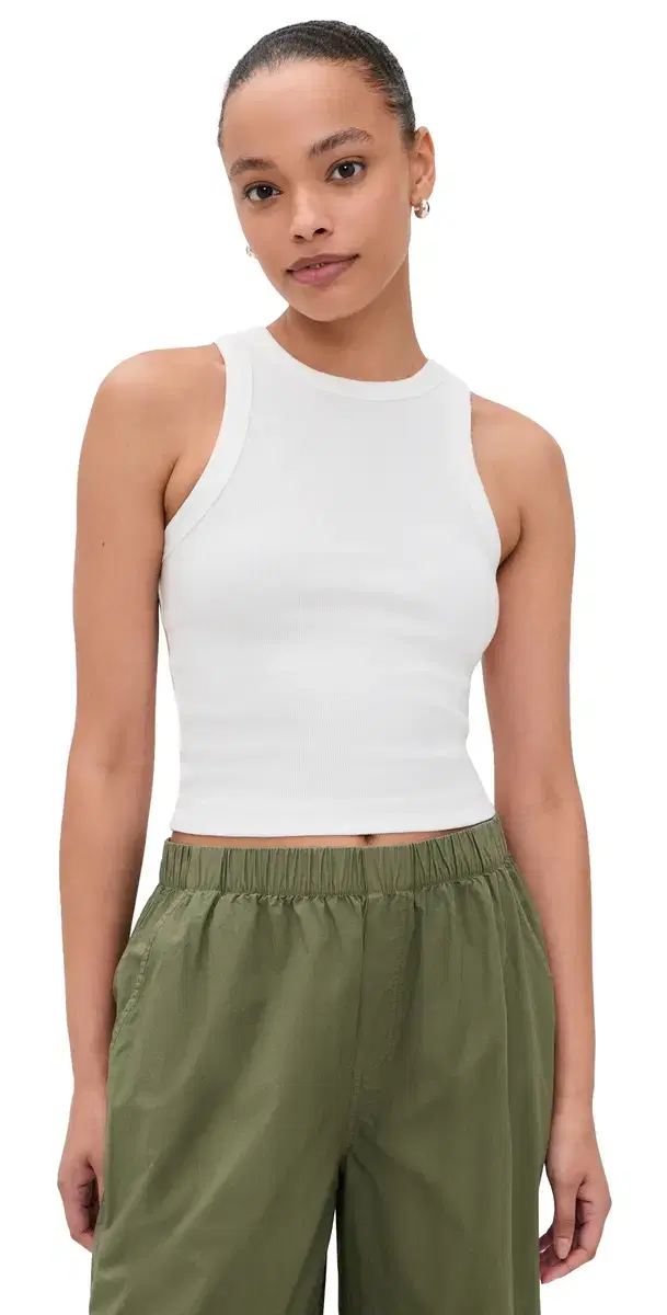 Lexi Rib Sun In High Neck Crop Tank White