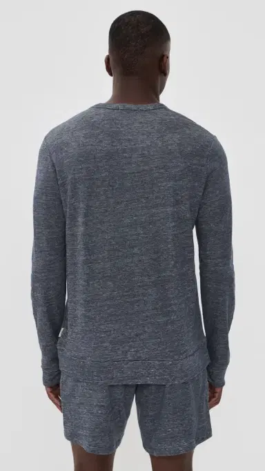 Onia Terry Linen Crew Neck Sweatshirt Washed Navy | Thumbnail 3