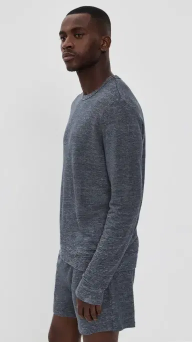 Onia Terry Linen Crew Neck Sweatshirt Washed Navy | Thumbnail 4