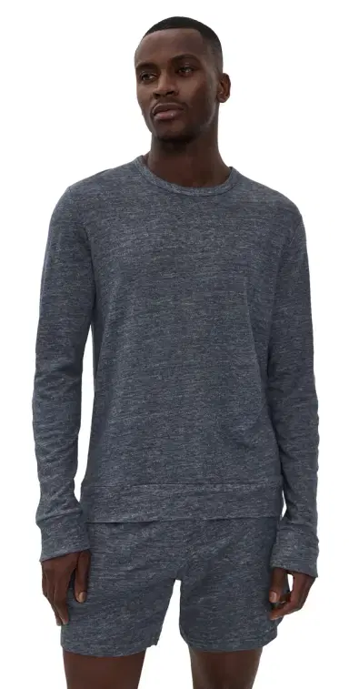 Onia Terry Linen Crew Neck Sweatshirt Washed Navy | Thumbnail 1