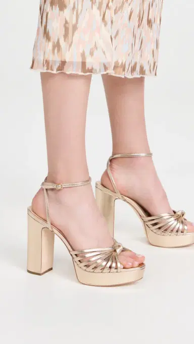 Loeffler Randall Rivka Leather Knot Platform Sandals Champagne 5 | Thumbnail 3