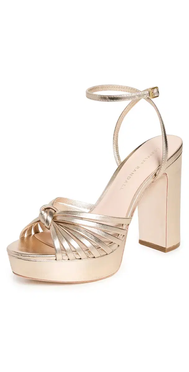 Loeffler Randall Rivka Leather Knot Platform Sandals Champagne