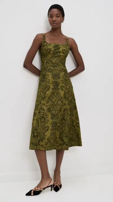 Ulla Johnson Natali Tank Cotton Dress Olive Flora | Thumbnail 2 Ulla Johnson Natali Tank Cotton Dress Olive Flora | Thumbnail 2