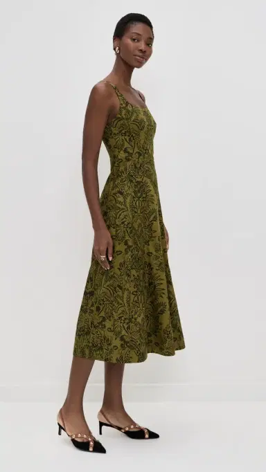 Ulla Johnson Natali Tank Cotton Dress Olive Flora | Thumbnail 4 Ulla Johnson Natali Tank Cotton Dress Olive Flora | Thumbnail 4