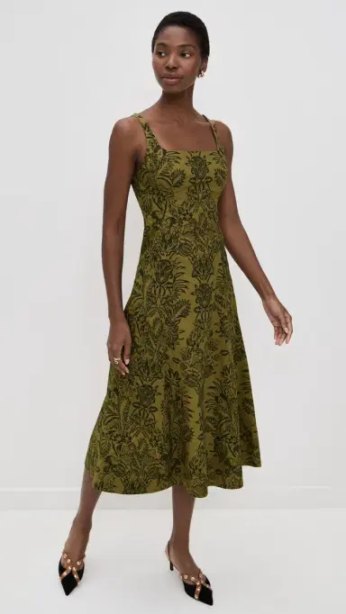 Ulla Johnson Natali Tank Cotton Dress Olive Flora | Thumbnail 5 Ulla Johnson Natali Tank Cotton Dress Olive Flora | Thumbnail 5