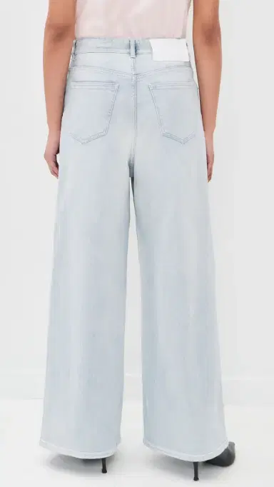 MM6 MAISON MARGIELA Wide Leg Drawstring Jeans Light Blue | Thumbnail 4