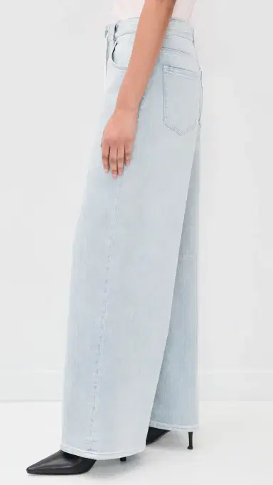 MM6 MAISON MARGIELA Wide Leg Drawstring Jeans Light Blue | Thumbnail 5