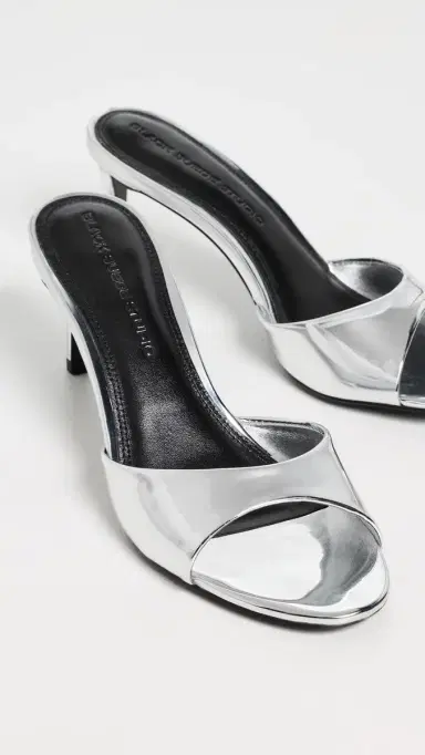 Black Suede Studio Freddie Sandals Silver Mirror Metallic 36 | Thumbnail 5