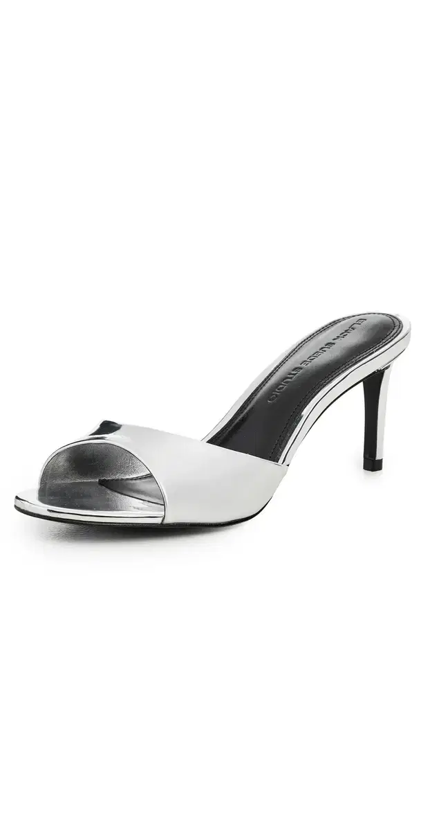 Black Suede Studio Freddie Sandals Silver Mirror Metallic