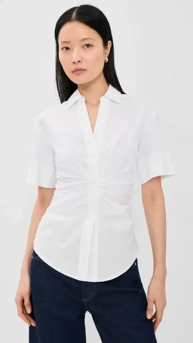 Veronica Beard Short Sleeve Devra Top White 0 | Thumbnail 2 Veronica Beard Short Sleeve Devra Top White 0 | Thumbnail 2