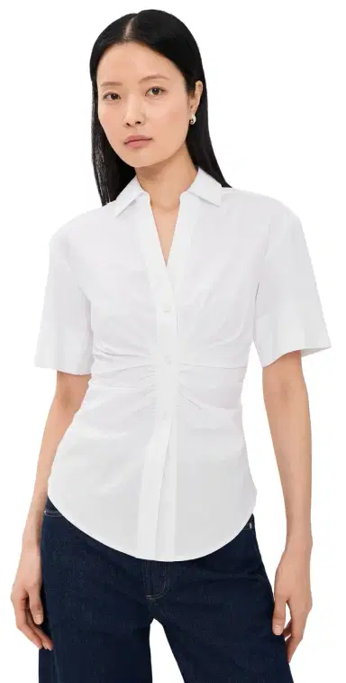 Veronica Beard Short Sleeve Devra Top White 0 | Thumbnail 1 Veronica Beard Short Sleeve Devra Top White 0 | Thumbnail 1
