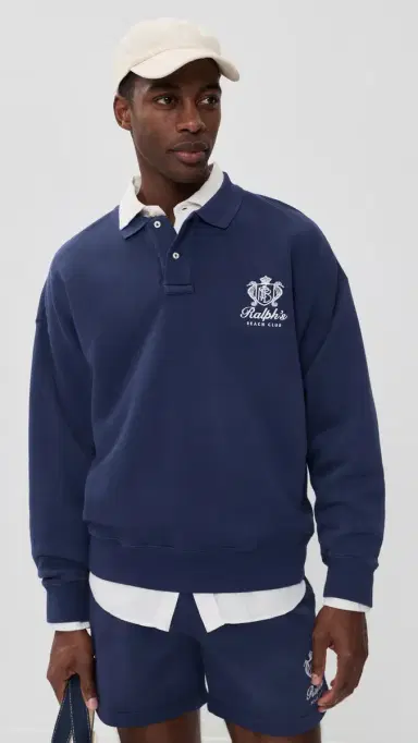 Polo Ralph Lauren Island Fleece Polo Sweatshirt Dark Cobalt | Thumbnail 3