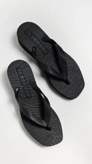 SLEEPERS High Platform Flip Flops Black | Thumbnail 5