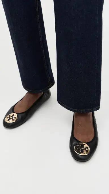 Tory Burch Reva Travel Ballet Flats Perfect Black / Gold 9 | Thumbnail 3