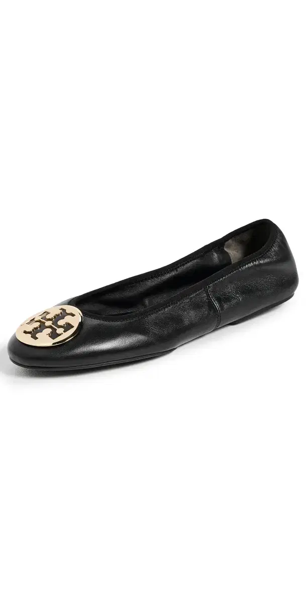 Tory Burch Reva Travel Ballet Flats Perfect Black / Gold