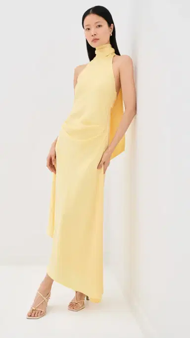 Simkhai Monica Satin Midi Dress Buttercream | Thumbnail 2