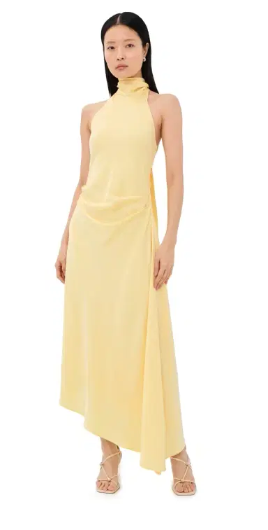 Simkhai Monica Satin Midi Dress Buttercream | Thumbnail 1