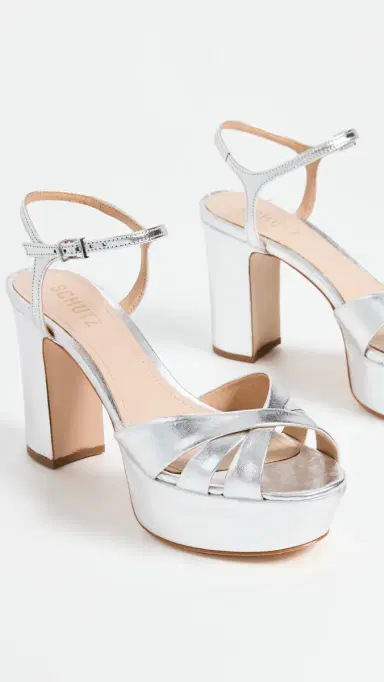 Schutz Keefa Platform Sandals Prata 5 | Thumbnail 4