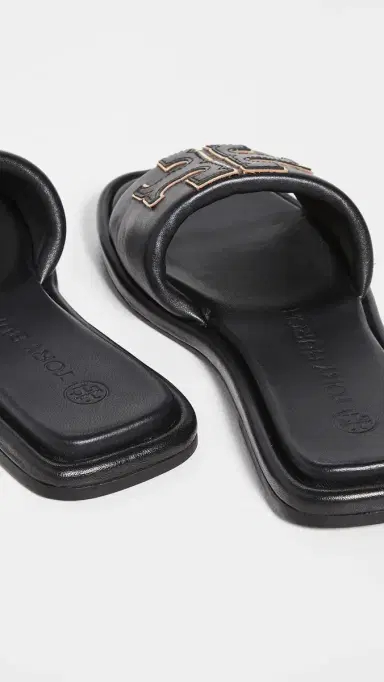 Tory Burch Double T Sport Slides Perfect Black/Gold 5 | Thumbnail 4
