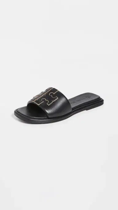 Tory Burch Double T Sport Slides Perfect Black/Gold 5 | Thumbnail 5
