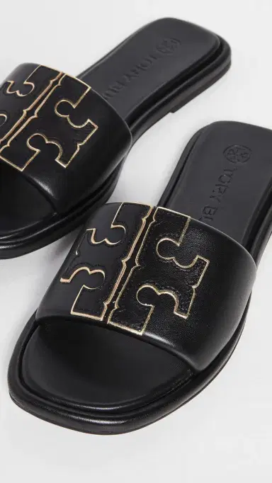 Tory Burch Double T Sport Slides Perfect Black/Gold 5 | Thumbnail 6