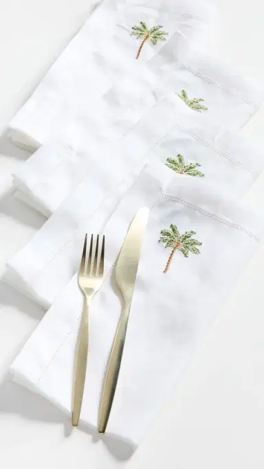 Kim Seybert Palm Tree Napkins Set of 4 White/Multi One Size | Thumbnail 2