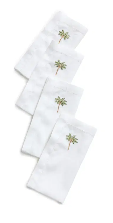 Kim Seybert Palm Tree Napkins Set of 4 White/Multi One Size | Thumbnail 1