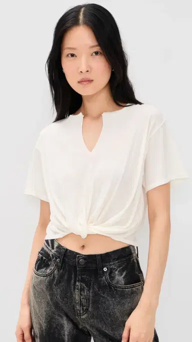 R13 Twisted Front Tee Ecru | Thumbnail 2