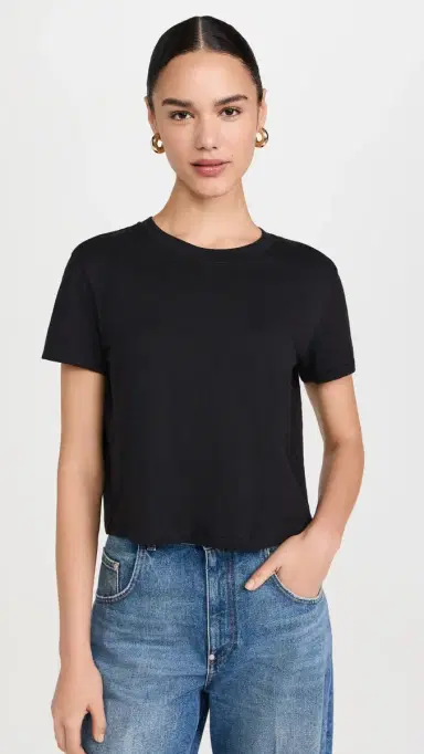 Madewell The Boxy Crop Tee in Soft Slub Jet Black | Thumbnail 2 Madewell The Boxy Crop Tee in Soft Slub Jet Black | Thumbnail 2