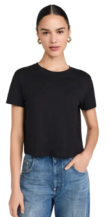 Madewell The Boxy Crop Tee in Soft Slub Jet Black | Thumbnail 1 Madewell The Boxy Crop Tee in Soft Slub Jet Black | Thumbnail 1