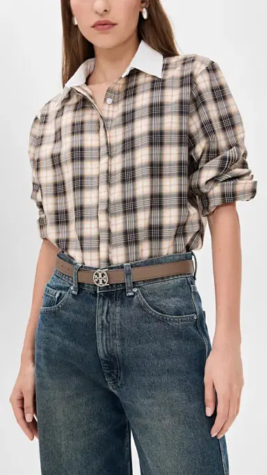 Tory Burch Miller Reversible Belt 1 Wild Mushroom/Warm Fire/Silver S | Thumbnail 3