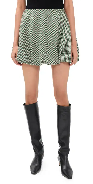La Ligne Houndstooth Bubble Skirt Cream/Forest 8 | Thumbnail 1 La Ligne Houndstooth Bubble Skirt Cream/Forest 8 | Thumbnail 1