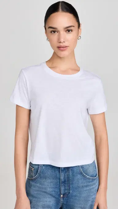 Madewell The Boxy Crop Tee in Soft Slub Eyelet White XL | Thumbnail 2