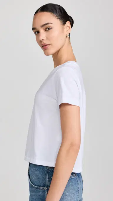 Madewell The Boxy Crop Tee in Soft Slub Eyelet White XL | Thumbnail 4