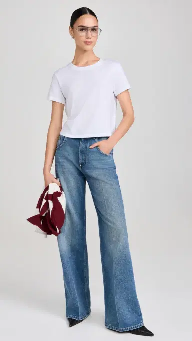 Madewell The Boxy Crop Tee in Soft Slub Eyelet White XL | Thumbnail 5