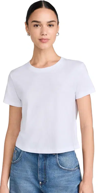 Madewell The Boxy Crop Tee in Soft Slub Eyelet White XL | Thumbnail 1