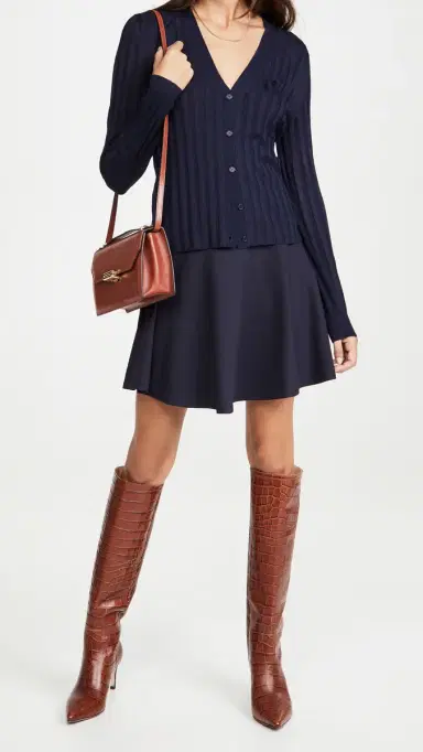 Susana Monaco High Waisted Flare Skirt Midnight | Thumbnail 5