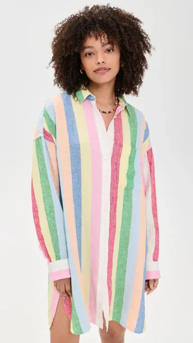 Faherty Laguna Linen Mini Shirtdress unbeam Stripe | Thumbnail 2