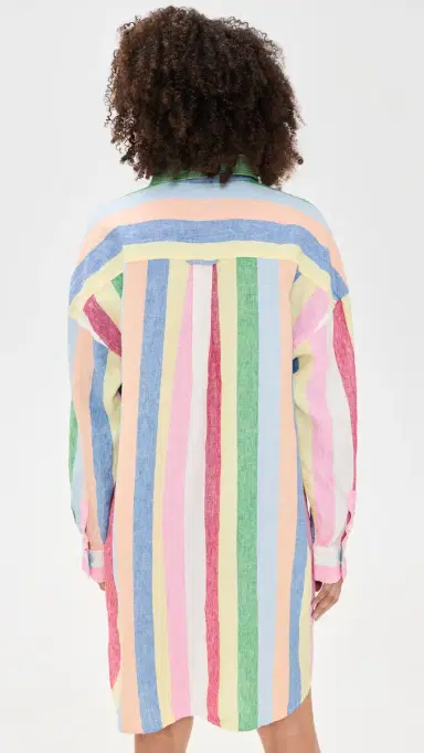 Faherty Laguna Linen Mini Shirtdress unbeam Stripe | Thumbnail 3