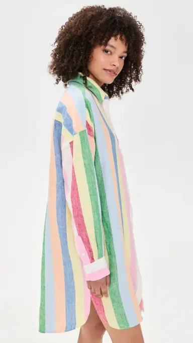 Faherty Laguna Linen Mini Shirtdress unbeam Stripe | Thumbnail 4