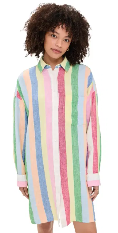 Faherty Laguna Linen Mini Shirtdress unbeam Stripe | Thumbnail 1