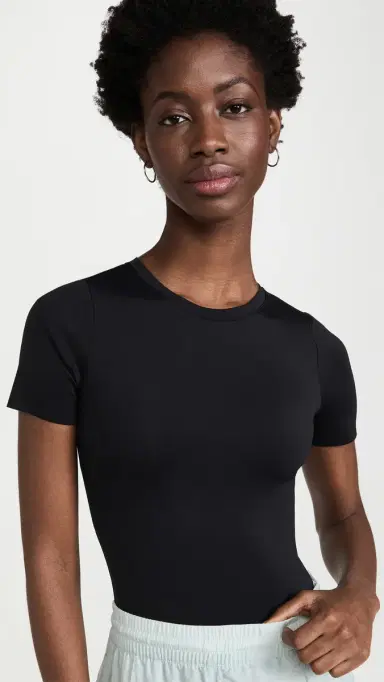 Good American Sculpting Tee Thong Bodysuit Black001 | Thumbnail 2
