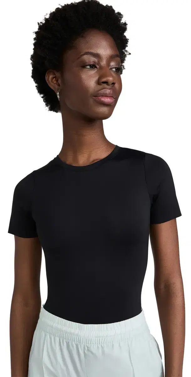 Good American Sculpting Tee Thong Bodysuit Black001