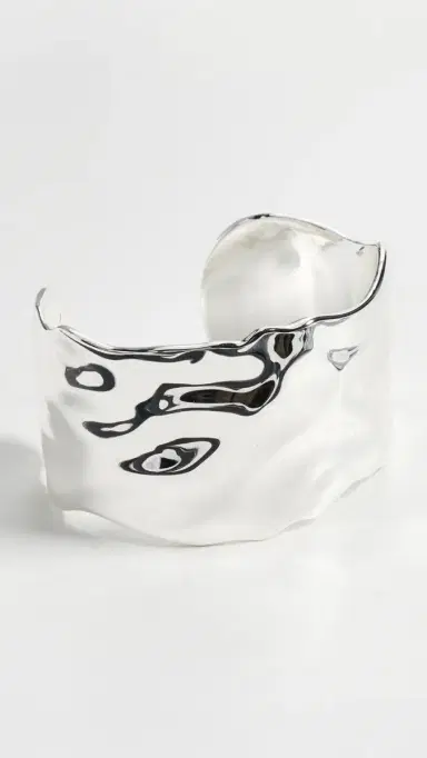 Ettika Thick Sculpted Cuff Silver One Size | Thumbnail 2