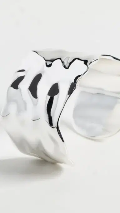 Ettika Thick Sculpted Cuff Silver One Size | Thumbnail 4